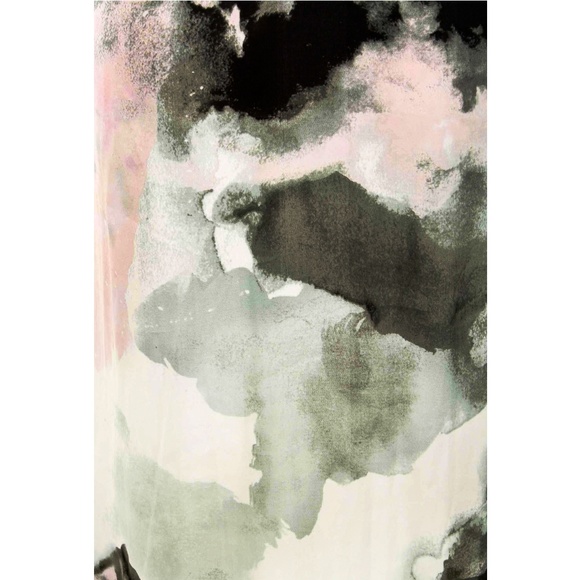 MINKPINK Gray Watercolor Plunging Neckline Lace-Up Back Hi Low Tunic Dress - Picture 7 of 7